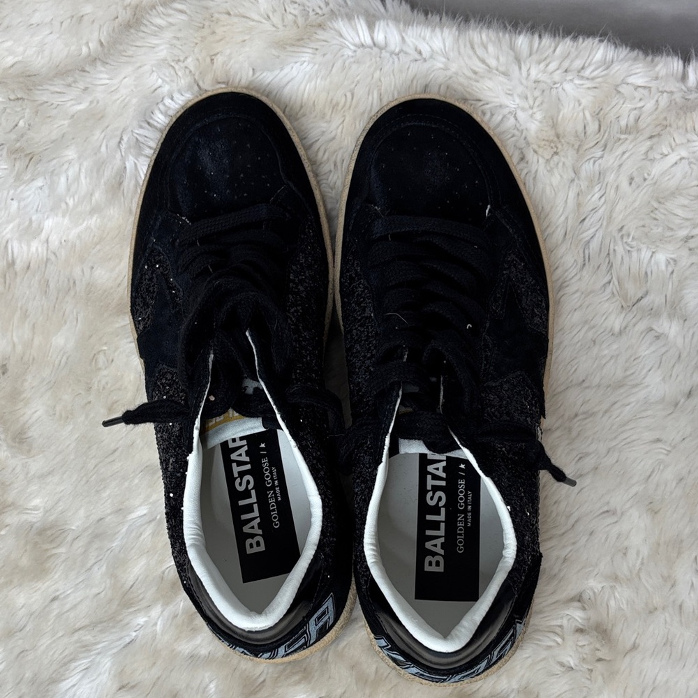 Golden Goose Black Suede Women's Sneakers with Glitter Accents - Picture 8 of 11